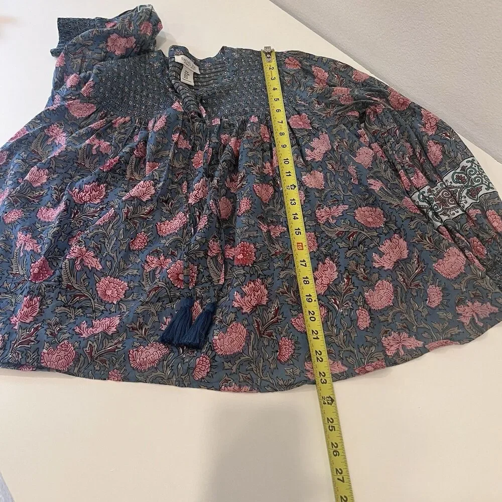 Rachel Zoe Women's Cotton Split Neck Peasant Blouse Floral Medium Boho Cottage - Picture 10 of 10